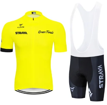 2021 Naujas STRAVA žalia Vasaros Dviračių Džersis vyrai Nustatyti Trumpas Rankovės dviratį mtb Kvėpuojantis Lenktynių Dviračių Sporto drabužių 9D kelnės, kombinezonai su antkrūtiniais - 