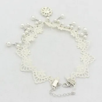 Goth balta nėrinių chokers Karoliai moterų perlų šaliai, papuošalai, aksesuarai dovanos fj156 - 