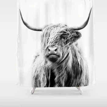 SKTN 1PCS Vandens dušo užuolaidos aukštikalnių karvės 3D spausdinimo vandeniui audinio apdailos vonios kambarys gyvūnų spausdinimo dušo užuolaidos - 