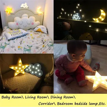 Gražių Debesų Moon Star LED 3D Šviesos Naktį Šviesos Vaikai Dovanų Žaislas, Skirtas Kūdikių, Vaikų, Miegamojo, Tualeto Lempos Apdaila, Patalpų Apšvietimas - 
