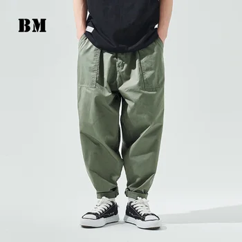 Japonijos Harajuku Vientisos Spalvos Tiesiai Atsitiktinis Krovinių Kelnės Vyrams Taktinis Drabužių Mados Darbo Drabužiai Korėjos Kelnės Streetwear - 
