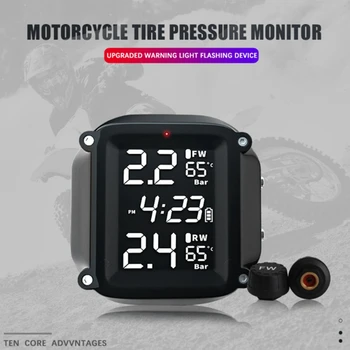 Motociklų Padangų Slėgio stebėjimo Sistema Moto PSSS Auto Dviračių Padangos, Signalizacija LCD Realiuoju Laiku Stebėti Dvi Motociklą - 