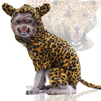 Šuns Kostiumą Pastebėtas Leopardas Cheetah šauniuoju Drabužius Šiltas Šuo, Katė Žavinga Kailis Teddy prancūzų Buldogas Flanelė Megztinis Kostiumas - 