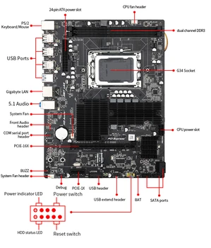 JINGSHA X89L Nustatyti G34 Lizdą pagrindinėje Plokštėje rinkinys su AMD Opteron 6281 cpu ir CPU Ventiliatorius SATA2 USB 3.0 2*4=8 GB 1333MHZ DDR3 ECC REG - 