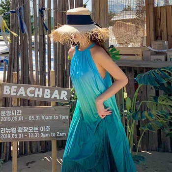 Moterų Maxi Plisuotos Apynasrio Suknelė Vasaros 2021 Kilimo Ir Tūpimo Tako Elegantiškas Senovinių Pasakų Atsitiktinis Atogrąžų Jūros Paplūdimio Atostogų Šalis, Vestidos Naujas - 