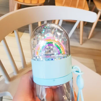 Vandens butelis mielas vienaragis kūrybos micro kraštovaizdžio įdomus dizainas plastikinių vandens puodelį vaivorykštės spalvų mergina portable nešiojamieji - 