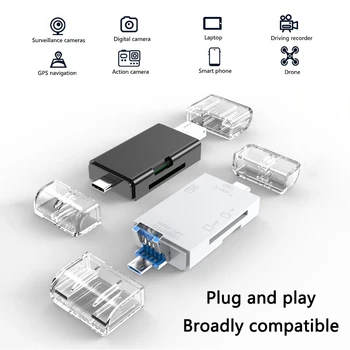 Micro TF, SD Kortelių Skaitytuvas USB 2.0 Kortelių Skaitytuvas USB Micro SD Adapteris Flash Drive Atminties Kortelių Skaitytuvas C Tipo Cardreader Dual Slot - 