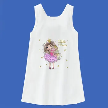 2021 Mergaitės Vasaros Vienaragis Maža Mergaitė Animaciją Princesė Suknelė Suknelės Mergaitėms Rankovių Atsitiktinis Vaikų Drabužiai Vaikams Šalis - 