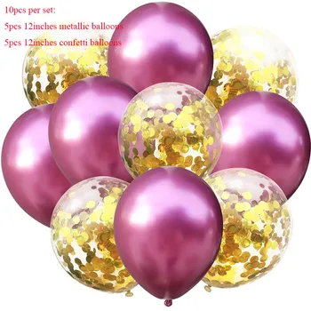 10vnt/partijos sumaišyti aukso, sidabro konfeti balionu romantiška vestuvių dekoravimo, kūdikių dušas gimtadienio apdaila metalo balionas - 