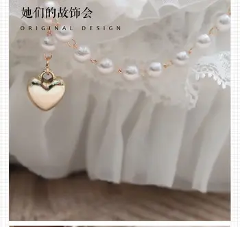 Lolita maišelis, elegantiška pearl grandinės pagalvių nėriniai bowknot Japonų perlų rankinėje saldus lolita rankinėje kawaii girl loli cosplay gotikos loli - 