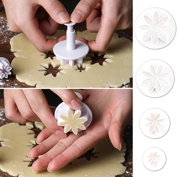 Pyragas Slapukas Režimo Įrankis Daisy Gėlių Saulėgrąžų Pelėsių Stūmoklį Cutter Sugarcraft Minkštas Virtuvės Minkštas Priedai Torto Formos Stovas - 