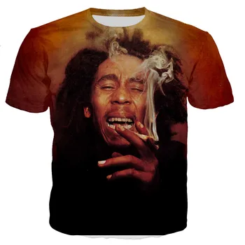 Reperis, Bob Marley T Marškinėliai Vyrams/moterims 3D Bob Marley Atspausdintas T-shirt Atsitiktinis Harajuku Stilius Streetwear Viršūnės - 
