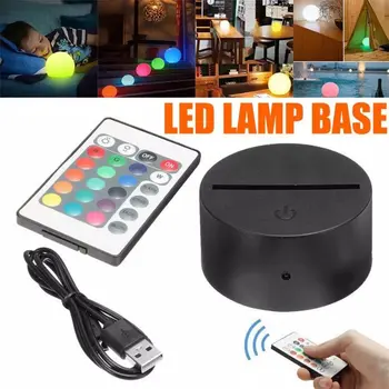 ABS Akrilo 3D LED Nakties Šviesos lempose Stovi Juodas Su Maitinimo Adapteris, USB Kabelis+Nuotolinio Valdymo Kalėdų, Gimtadienio Dovana - 