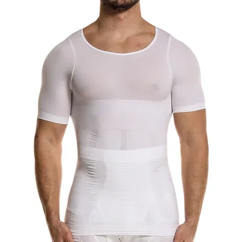 Vyrai Suspaudimo Shapewear Marškinėlius Kūno Shaper Krūtinės Rišiklio Marškinėliai Lieknėjimą Juosmens Tummy Trimmer Skustukai Vyrų Plonas Korpusas Viršų - 