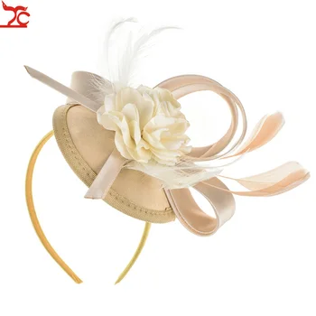 Fascinator Kepurės Ponios Vestuvių Vakarą Šalies Lankelis Gėlių Skrybėlę Plunksnų Gėlių Plaukų Aksesuarų, Rankų Darbo - 