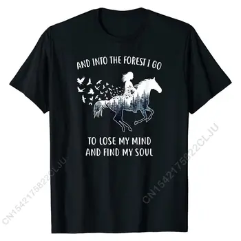 Arklių Marškinėliai Moterims: Į Mišką Einu Jodinėjimas Žirgais T-Shirt Mielas Vyrų Tshirts Normalus Šukuotinės Medvilnės Marškinėliai Europa - 