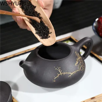 Yixing Arbatinukas autentiški raudonos molio, Akmens scoop arbatinukas gražuolių rankų darbo Individualų virdulys Kinijos Boutique Arbatos rinkinys 240ml - 