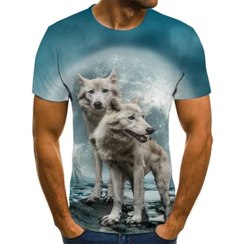 Vasarą Vyrai Wolf 3D Spausdinimo Vyrų T-Shirt Gyvūnų Gra[hic Trumpas Rankovės Mados Kvėpuojantis Apvalios Kaklo Hip-Hop Vyrų Viršūnes Tees XXS-6XL - 