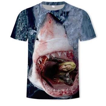 Vasaros Naują Stiliaus vyriški Marškinėliai Vandenyno Pasaulio Ryklys 3d Grafikos Skaitmeninis Spausdinimas T-shirt Vasaros Cool Mados Prarasti Viršų trumpomis Rankovėmis - 