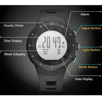 Sporto Laikrodžiai OHSEN Skaitmeninis LED lauko vyrų, moterų, Chronometras, nardymas Geltona mados silikono apyrankę Unisex žiūrėti reloj hombre - 