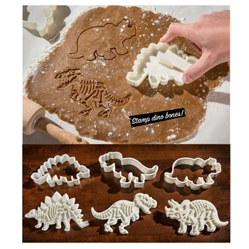 3D Dinozaurai Slapukus Cutter Pelėsių Dinozaurų Sausainių Įspaudas Pelėsių Sugarcraft Desertas Kepimo Silikono Pelėsių Svp Tortas Dekoro Priemonė - 