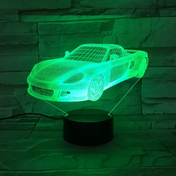 VCity 3D LED automobilių Sporto Lempa 7 Spalvų Keitimas naktinė lempa Nuostabi Vizualizacijos Optinio Stalo Šalia Dekoro Dovanos Berniukų Mėgėjams - 