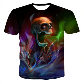 3Dt - marškinėliai Vyrams, Stalviršiai, Hip-hop 3d spausdinimo kaukolė punisher T-shirt Mens Kaukolė T shirts punk stiliaus kaukolė - 