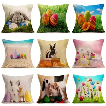 2019 Naujų namų apdailos prekių sofos pagalvėlė padengti Easter bunny medvilnės patalynė užvalkalas mielas kiaušinių pagalvės užvalkalas juosmens - 