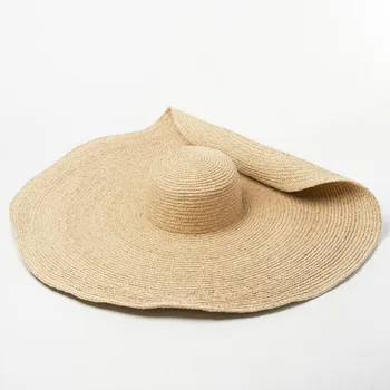 Vasaros 25CM Pločio Kraštų Negabaritinių Paplūdimys Skrybėlės Moterims Didelis Šiaudų Skrybėlę UV Apsauga, Sulankstomas Saulės Pavėsyje, Kepurės Didmeninė Dropshipping - 