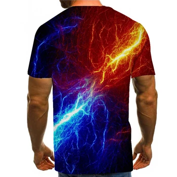 2021 naujas 3D spausdinimo T-marškinėliai, vyriški marškinėliai trumparankoviai žaibo spalvinga serija gatvės stiliaus vasaros T-shirt - 