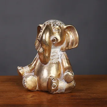 Ganeša Gyvūno Skulptūra, Statula, Namų Dekoravimo Reikmenys Dervos Golden Elephant Jogos Parduotuvė Apdailos Kambarį Apdaila - 