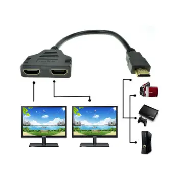 1080P HDMI Port Vyrų ir 2 Moterys 1 2 Iš Skirstytuvo Kabelio Adapteris Keitiklis - 
