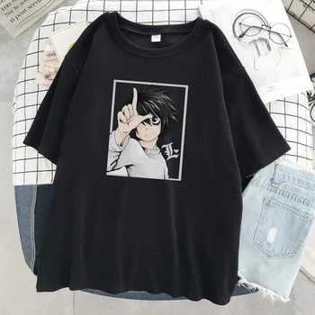 Japonų Anime Death Note Išlikimo Žaidimas moteriški Marškinėliai Mados Minkštas trumpomis Rankovėmis Vasarą Tinka T-Shirt O-Kaklo Atsitiktinis Marškinėliai Topai - 