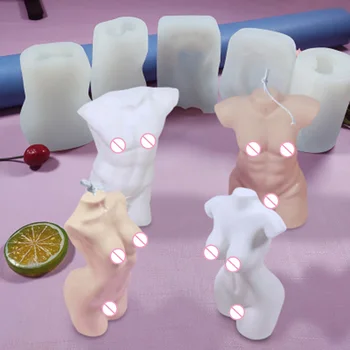 3D Kūno Žvakė Pelėsių Silikono, Vaško Liejimo Vyrų ir Moterų Dizaino Meno Kvepalų Žvakė Priėmimo Muilo Šokolado Tortas Minkštas Dekoravimo - 
