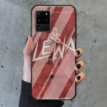 Futbolo Lewandowskis Futbolo 9 Telefono Grūdintas Stiklas Case Cover For Samsung Galaxy S Pastaba 5 6 9 10 10E 20 21 FE Plius Uitra Juoda - 