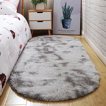 Šiaurės ins stilius paprastas kilimas modernių namų lovos miegamajame kiliminė danga storio ovalo gradientas kilimėlis vaikams nuskaitymo kilimas La alfombra - 