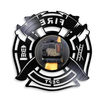 Gaisrininkas Silent Vinilo Įrašas Sieninis Laikrodis Gaisro Kovotojas Departamento Dekoro Priešgaisrinės Gelbėjimo Herojus Pirmą Kartą Atsiliepęs Pagalbos Ugniagesiai Laikrodis - 