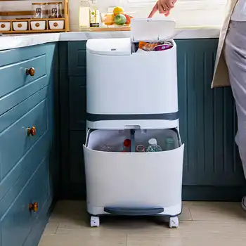 Naujas Patogus Šiukšlių Kibirą Išrūšiuotų Atliekų Dėžę Su Varantys Plastikiniai Virtuvės Šiukšliadėžės Kampe Šiukšlinę Paspauskite Atidaryti Saugojimo Kibiras - 