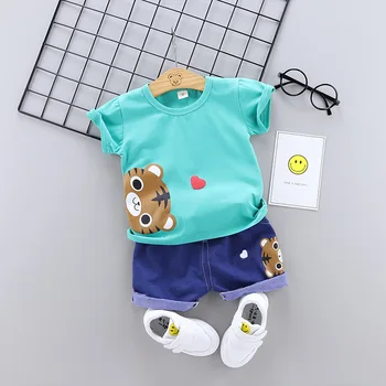 2021 Vasaros Vaikų Drabužius Kūdikiui Berniukas mergaitė animaciją Marškinėliai džinsinio Šortai 2vnt/rinkiniai Kūdikiams, Apranga Vaikams, Vaikiška Tracksuit - 
