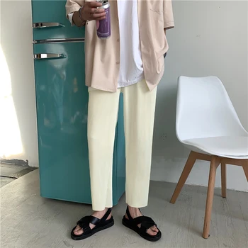Privathink korėjos Vyrų Plisuotos Tiesios Kelnės 2021 Harajuku Vyras StreetwearElastic Juosmens Baggy Pants Vyriškos Laisvalaikio Kelnės - 