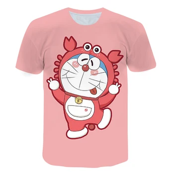 Doraemon mergina 3D įdomių mados T-marškinėliai, drabužiai vaikams, 2021 m. vasaros drabužių vaikams nuo 4 iki 14 metų amžiaus, T-shirt - 
