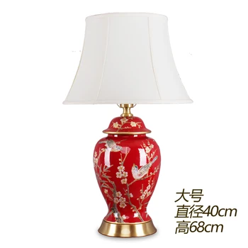 TUDA 40x67cm Naujas Kinų Klasikinio Stiliaus Raudonos spalvos, Gėlių, Paukščių Keramikos Stalo Lempa Gyvenimo Kambario, Miegamasis Naktiniai staleliai, Lempa Vestuvių Kambarys - 