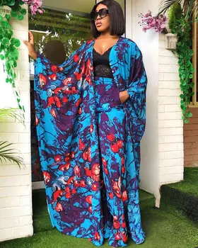 Dviejų Dalių Maxi Suknelė Ir Kelnės Rinkiniai Plius Dydis Afrikos Drabužiai Moterims Tracksuit Kaftan Suknelės Boubou Skraiste Vetement Femme 2021 - 
