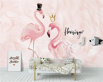 Beibehang Custom High-qualität tapete šiaurės flamingo einhorn kinder zimmer dekoration lazdelė papel de parede 3d tapete wandbild - 