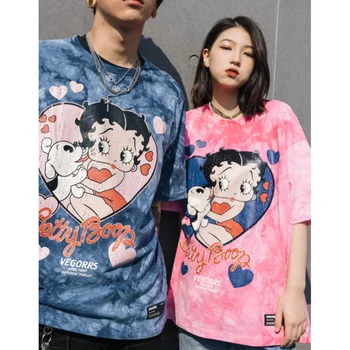 YICIYA Retro Anime Spausdinti Grafinis T-shirt Streetwear Moterų Top Trumpas Atsitiktinis marškinėliai Prarasti Harajuku Vasaros negabaritinių marškinėliai INS - 