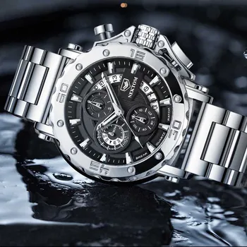 2021 Atsitiktinis Vyrų Sporto Laikrodžiai Mados Vandeniui Nerūdijančio Plieno Chronograph Watch Top Brand Didelis Ciferblatas Verslo Vyrų Laikrodis - 