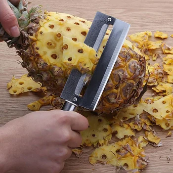 1pc paprasta, nerūdijančio plieno, patvarus, praktiškas virtuvės dalykėlių ananasų skustukas įrankiai, peilis, rankinis aštrių cukranendrių namų cutter - 