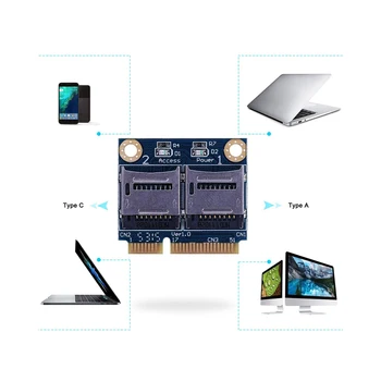 Dual SD TF prie Mini PCI express Atminties Kortelių Skaitytuvas Adapteris Keitiklis Kortelės Nešiojamas SD Mini PCIe adapteris - 