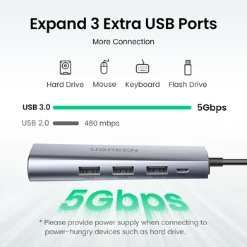 UGREEN USB HUB USB 3.0 RJ45 3*USB3.0 USB Adapteris Nešiojamas Xiaomi Mi 3 Langelis/S Nintendo Perjungti USB Ethernet Adapter USB3.0 HUB - 