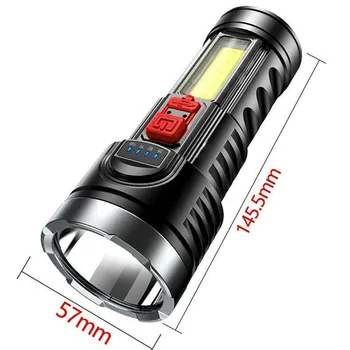 LED Žibintuvėlis įmontuota Baterija Fakelas USB Įkraunamas Žibintuvėlis Didelės Galios Vertus, Šviesos, Kempingas, Žygiai Vandeniui Blykstė - 